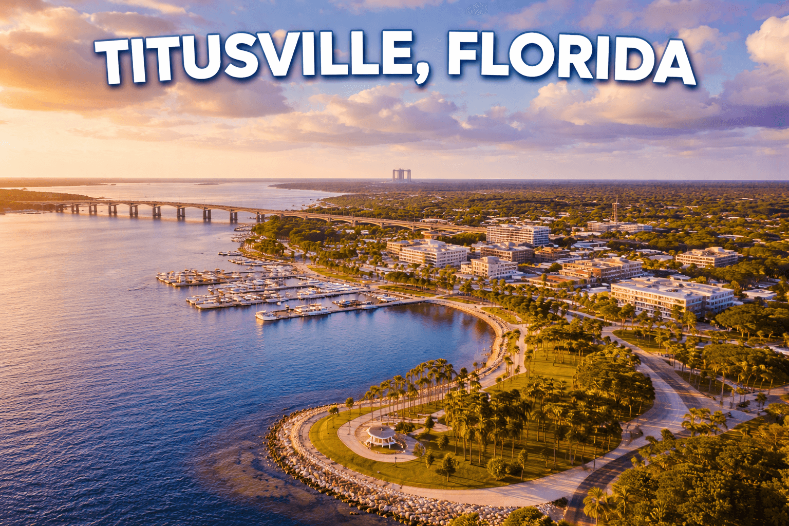 Titusville, Florida skyline style graphic